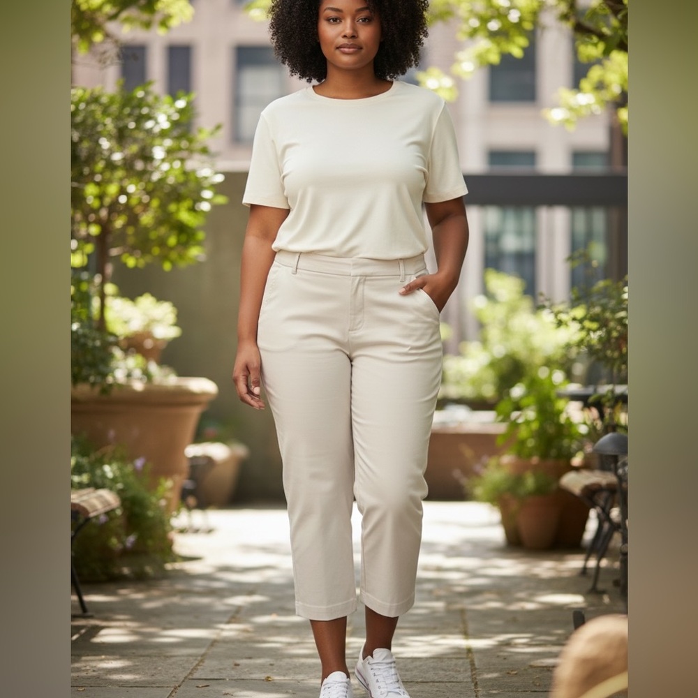 VIntage Talbots Women’s Cream Classic Lightweight Cropped Pants Size 16W